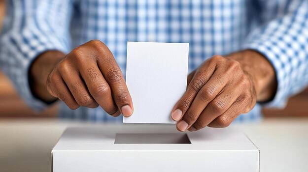 A person putting a blank card into a box photo