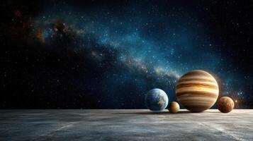The planets are in front of a starry sky photo