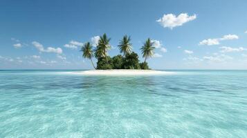 An island with palm trees in the ocean photo