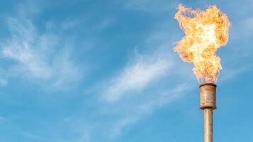 A large flame is on top of a pole photo