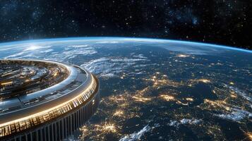 The earth from space with lights and lights photo