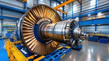 A large turbine in a factory photo