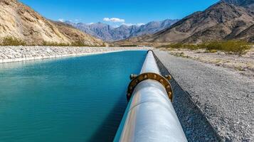 A pipe is in the middle of a river photo