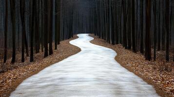 A long road in the woods photo