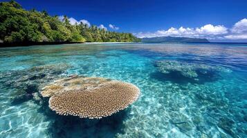 The coral reefs are surrounded by clear water photo
