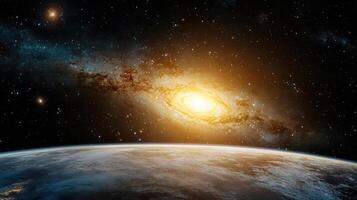 The milky way and earth from space photo