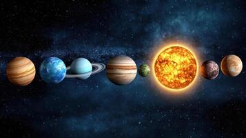 The solar system with the sun, earth, and other planets photo