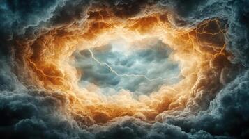 A dark cloud with lightning coming out of it photo
