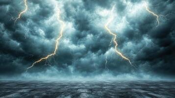 Stormy sky with lightning and thunder photo