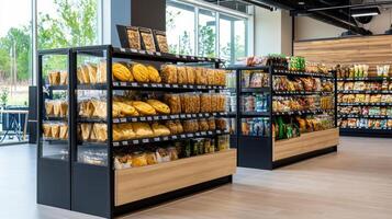 A store with shelves filled with food and snacks photo