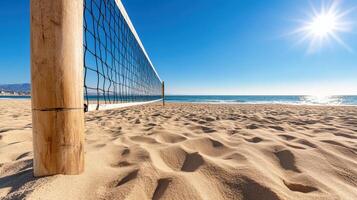 A volleyball net on the beach photo