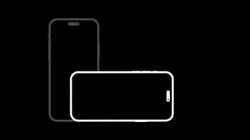 Rotate Smartphone with Blank Screen Isolated on Black and Green Background, Device Rotation Symbol video