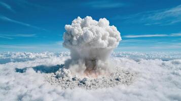 An explosion in the sky above clouds photo