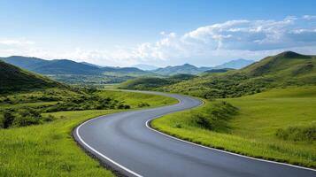 A winding road in the mountains photo