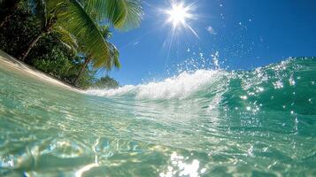 A wave breaking on the beach photo