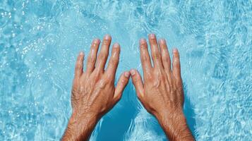 Hands in a swimming pool photo