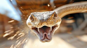 A snake with its mouth open photo