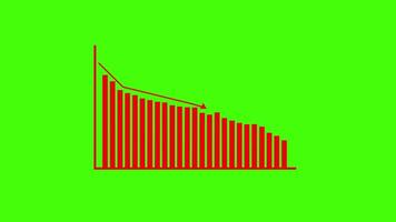 Animated graph going down in Green screen Background. video