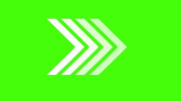 Animation of an arrow pointer, White arrow moving forward on green background. video