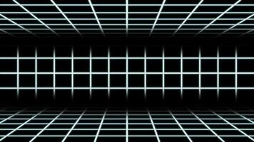 Neon grid perspective animation on black background video