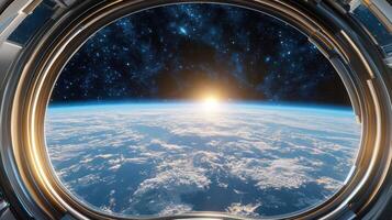 An astronaut's view of earth from an open window photo