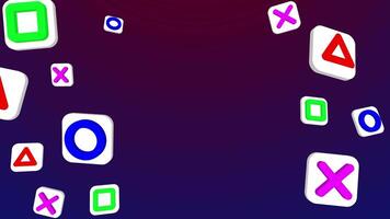 Floating colorful 3D symbols on gradient background video