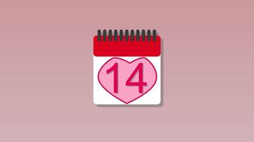 Valentines Day calendar with heart and number 14 video