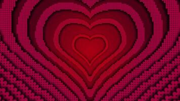 3D pixel heart animation with layered red background video