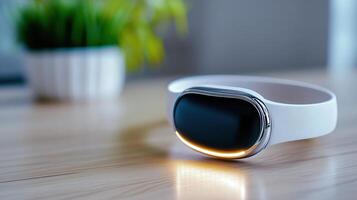 A smart watch with a glowing light on it photo