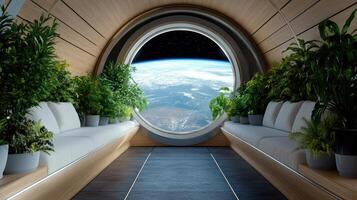 A view of the earth from inside a spaceship photo