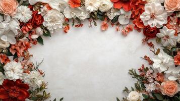 Flowers on a white background with a copy space photo