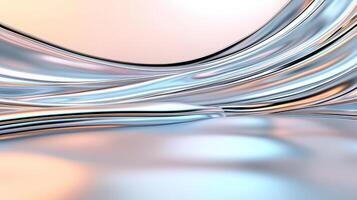 Abstract silver and blue waves on a white background photo
