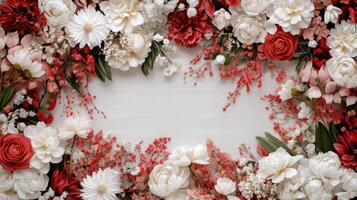 Flowers on a wooden background photo