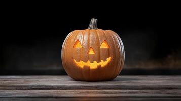 A pumpkin with a carved face on it photo