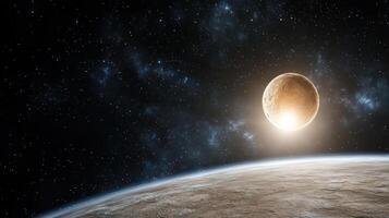 An artist's impression of a planet with a bright sun photo