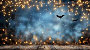 Halloween background with bats and trees photo