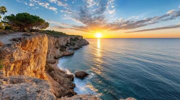 Sunset on the coast of croatia, italy photo