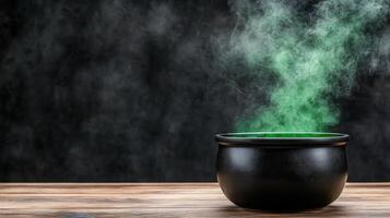 A black pot with smoke coming out of it photo