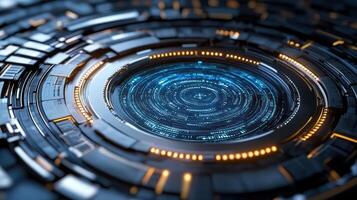 Futuristic technology background with a circular design photo