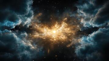An image of a star in the sky with clouds photo
