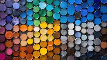 A colorful array of paint cans photo
