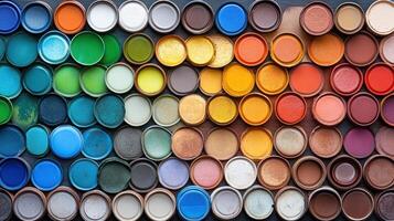 A large collection of paint cans photo