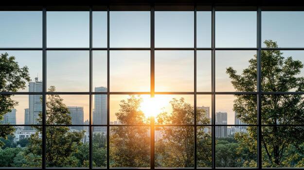 A view of the city through a window photo
