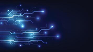 futuristic hi tech technology background with circuit board and blue light glowing vector