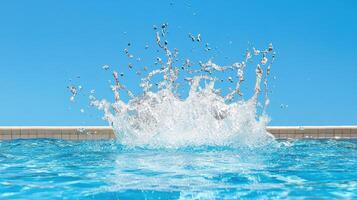 A splash of water is seen in a swimming pool photo