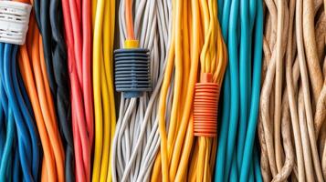 Colorful wires and cables in a pile photo