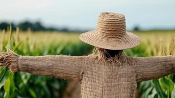 A scarecrow in a cornfield photo