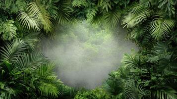 A tropical forest with a foggy atmosphere photo