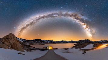The milky way over the lake and mountains photo