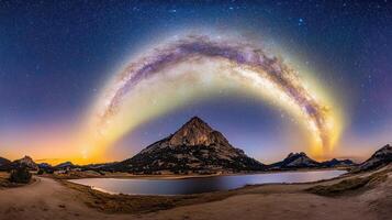 The milky way over the mountains photo
